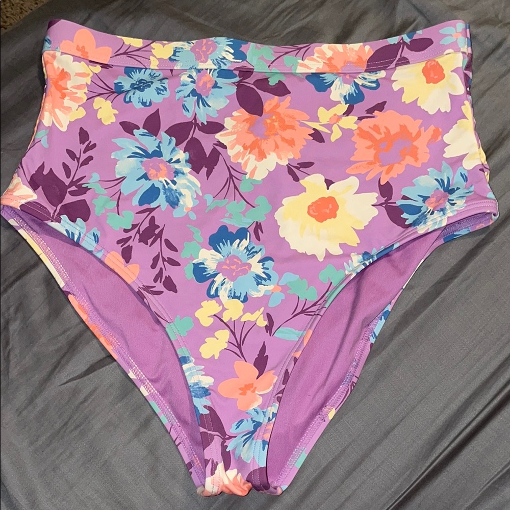 Billabong Floral Bikini Bottom - Purple and Multicolor